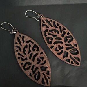 Earrings Wood Handmade NWT Boho dangle drop